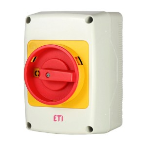 Выключатель в корпусе 0-1 с возможностью блокировки замком в положении 0 (жовто-червоний) ETI CS 40 10 PNGLK (4773181)