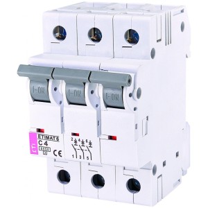 Автоматический выключатель ETIMAT 6 3p C 4A ETI (2145510)