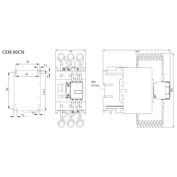 Контактор для конденсаторных батарей ETI CEM80CN.10-230V-50HZ (4650140) ціна 7 319грн - фотографія 2