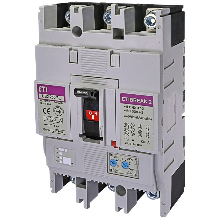 Промышленный автоматический выключатель EB2 250/3L 200A 3p ETI (4671072)