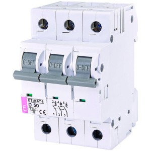 Автоматический выключатель ETIMAT 6 3p D 50A ETI (2164521)