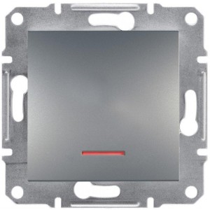 1-клавішний вимикач кнопочный Schneider Asfora с подсветкой Сталь (EPH1600162)