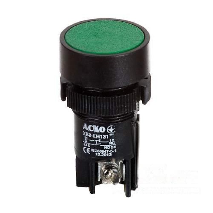 Кнопка XB2-ЕH131 1NO зелена з фіксацією АскоУкрем ціна 41грн - фотографія 2