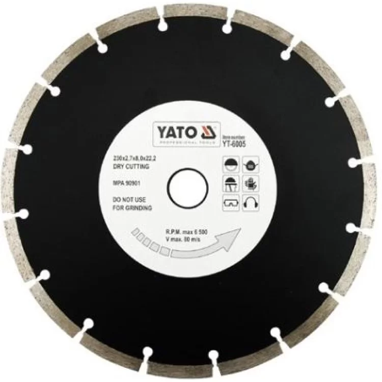 Диск алмазный Yato сегмент 230x8,0x22,2 мм (YT-6005)