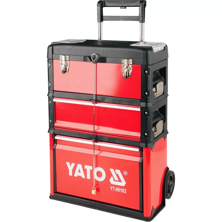 Чемодан-тележка для инструментов 3 секции. на 2-х колесах с выдвижной ручкой YATO - YT-09102
