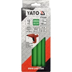 Стержни клеевые зеленые: диаметр 7,2 мм, длина 100 мм, уп. 12 шт. YATO - YT-82444