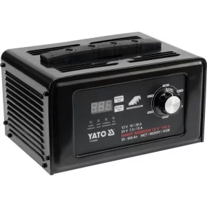 Пуско-зарядное устройство YATO аккумулятор 12/24В, 50-600 А/ч, 230 В, 10/30 А (12В), 7,5/15 А (24В) - YT-83052