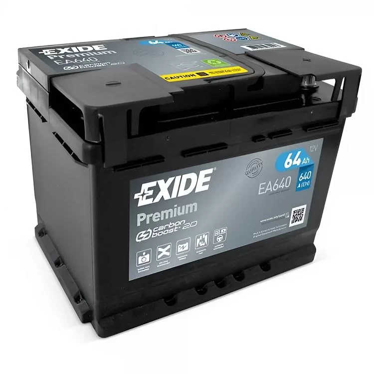 Акумулятор автомобільний EXIDE PREMIUM 64A (EA640) ціна 3 798грн - фотографія 2