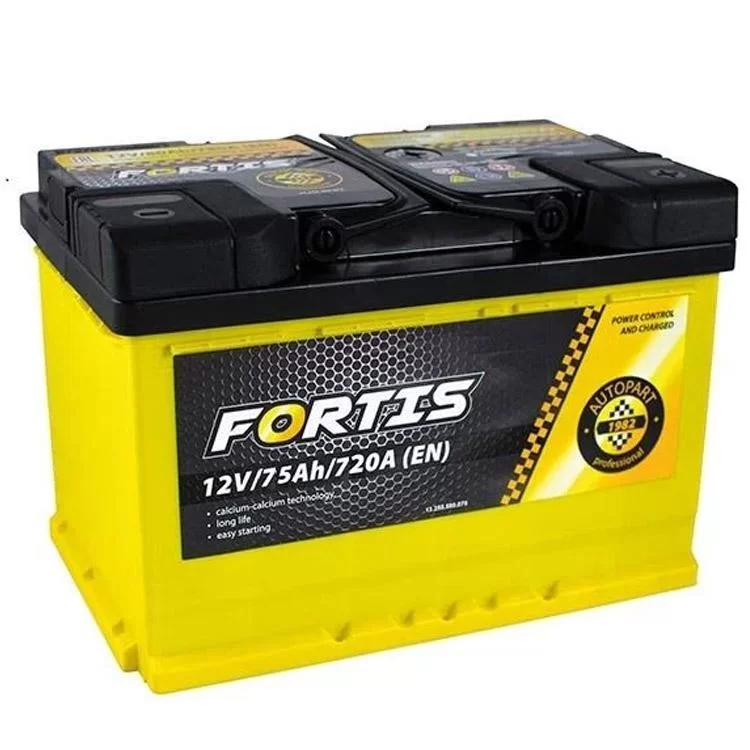 Акумулятор автомобільний FORTIS 75 Ah/12V низький Euro (FRT75-00L)