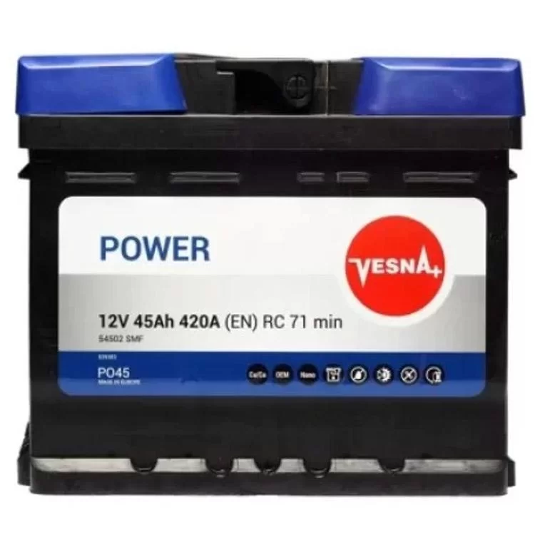 Аккумулятор автомобильный Vesna 45Ah/12V Power (415 046)