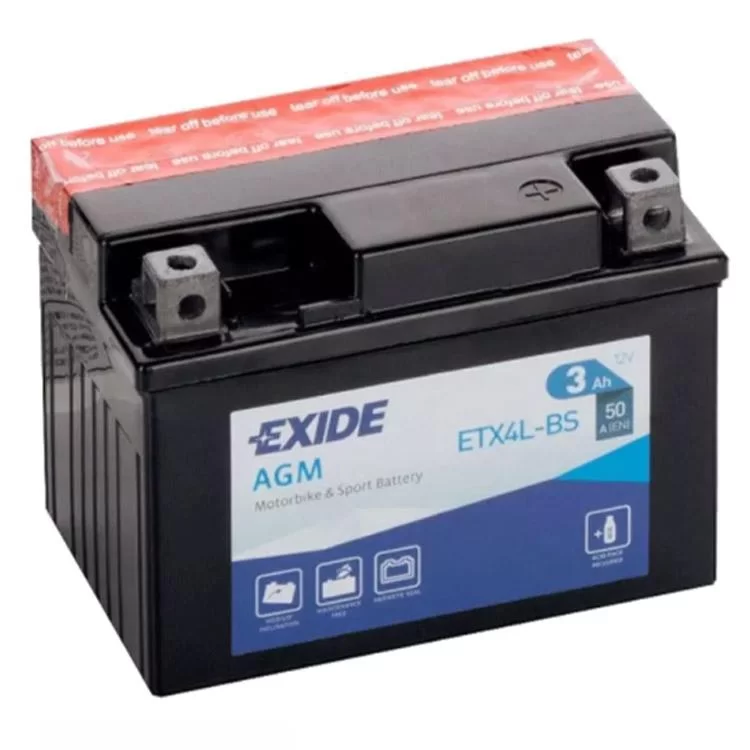 Мото аккумулятор EXIDE AGM 3Ah Ев (-/+) (50EN) (ETX4L-BS)