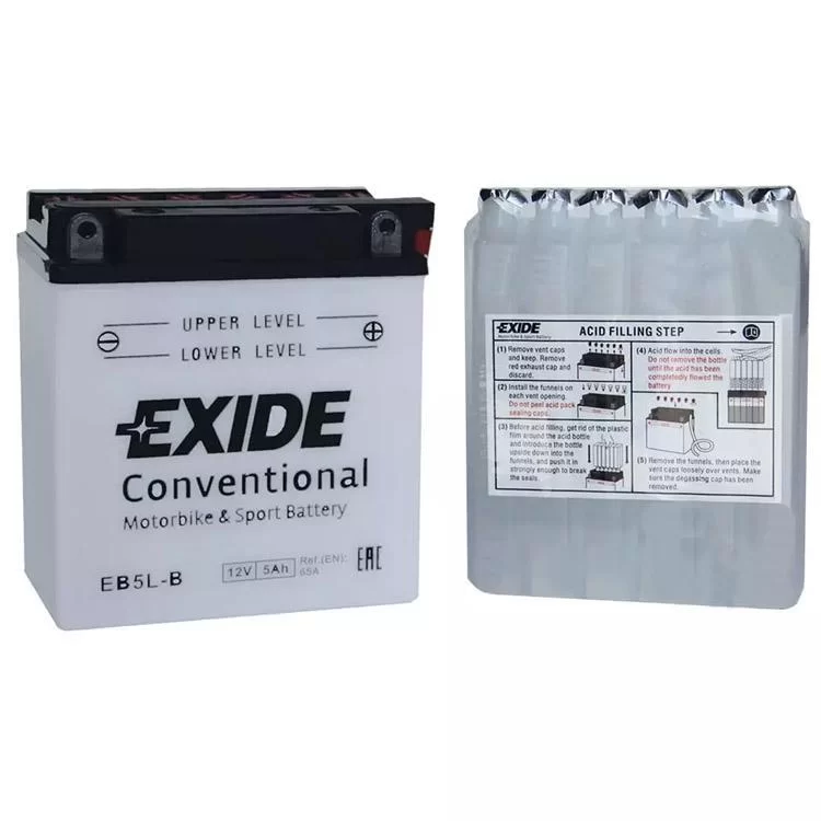 Акумулятор автомобільний EXIDE CONVENTIONAL 5Ah Ев (-/+) (65EN) (EB5L-B) Акумулятор автомобільний EXIDE CONVENTIONAL 5Ah Ев (-/+) (65EN) (EB5L-B)