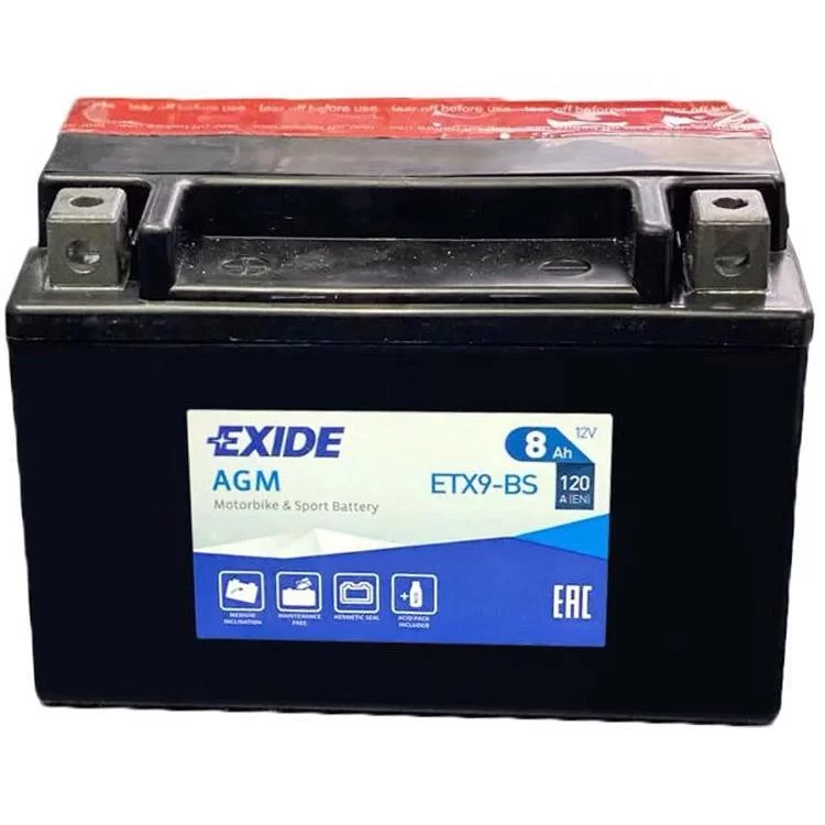 Акумулятор автомобільний EXIDE AGM 8Ah (+/-) (120EN) (ETX9-BS)