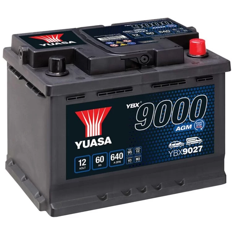 Акумулятор автомобільний Yuasa 12V 60Ah AGM Start Stop Plus Battery (YBX9027)