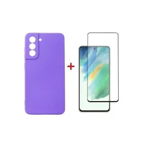 Чохол до мобільного телефона Dengos Kit for Samsung Galaxy S21 FE case + glass (Purple) (DG-KM-40)