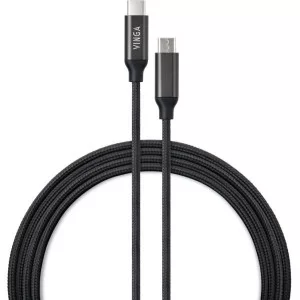 Дата кабель USB-C to USB-C 1.0m 100W E-Mark Chip Nylon Vinga (VCPCTC100BK)