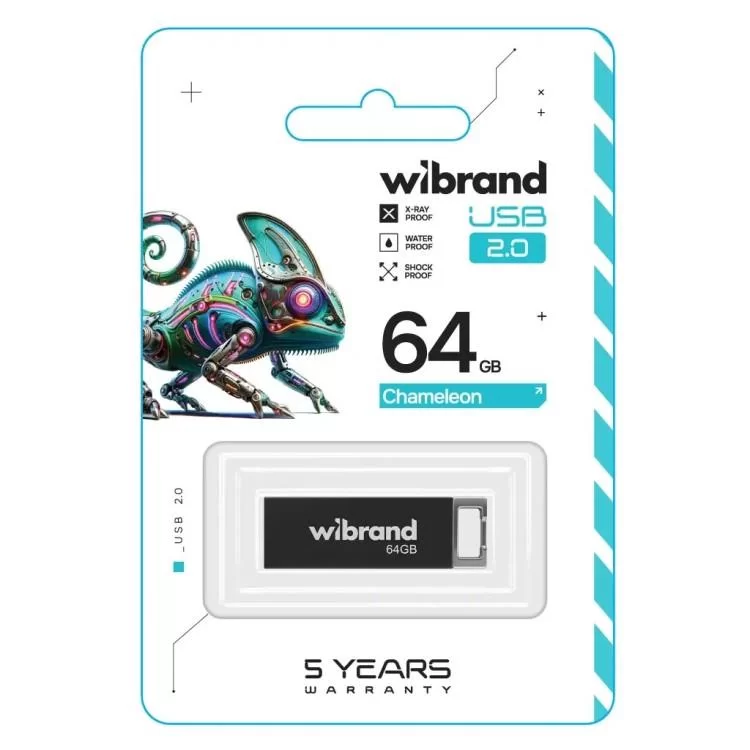 USB флеш накопичувач Wibrand 64GB Chameleon Black USB 2.0 (WI2.0/CH64U6B) ціна 311грн - фотографія 2