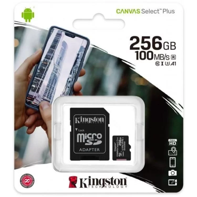 в продажу Карта пам'яті Kingston 256GB microSD class 10 A1 Canvas Select Plus (SDCS2/256GB) - фото 3