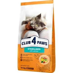 Сухой корм для кошек Club 4 Paws Premium для взрослых стерилизованных с лососем 14 кг (4820215369497)
