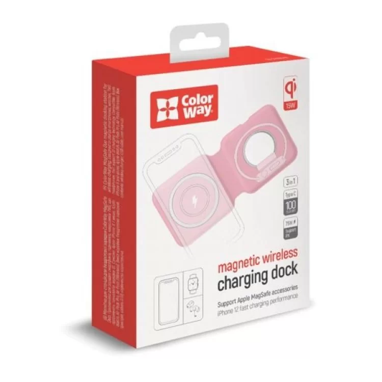в продаже Зарядное устройство ColorWay MagSafe Duo Charger 15W for iPhone (Pink) (CW-CHW32Q-PK) - фото 3