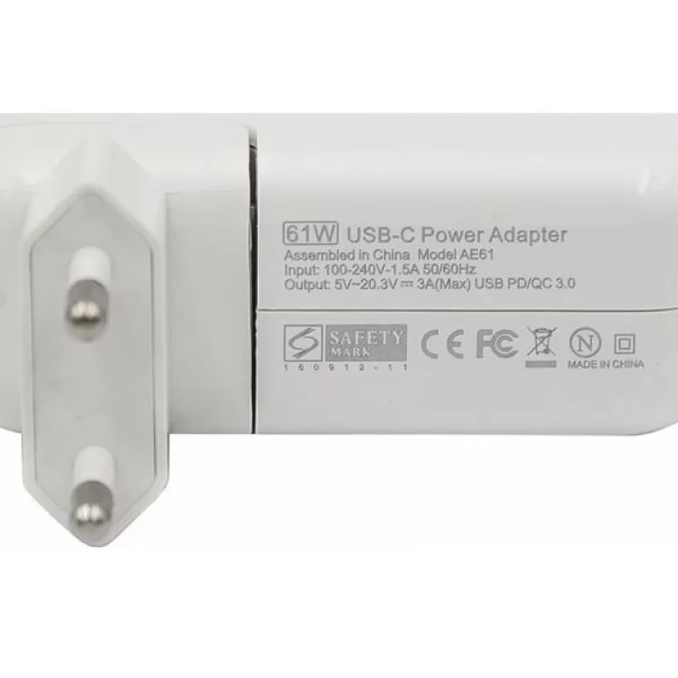 в продаже Блок питания к ноутбуку PowerPlant APPLE 220V, 20V 61W (USB Type-C) (AP61HCUSB) - фото 3