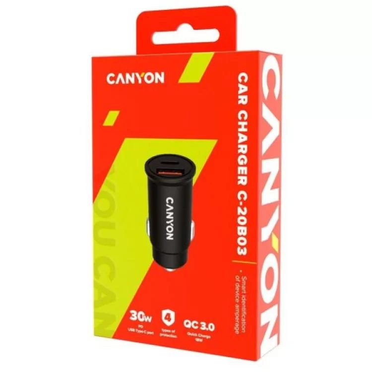 в продаже Зарядное устройство Canyon PD 30W/QC3.0 18W Pocket size car charger (CNS-CCA20B03) - фото 3