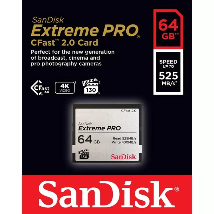 в продаже Карта памяти SanDisk 64GB CFast 2.0 Extreme Pro (SDCFSP-064G-G46D) - фото 3