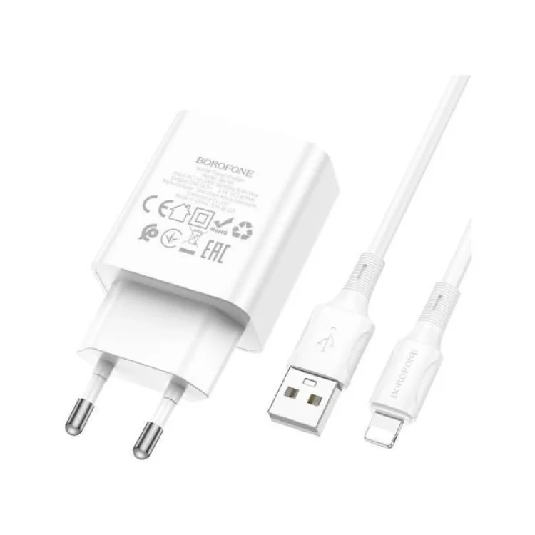в продаже Зарядное устройство BOROFONE BA74A Aspirer single port charger set(iP) White (BA74ALW) - фото 3