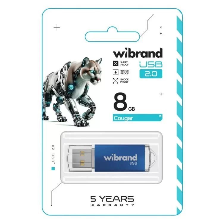 USB флеш накопичувач Wibrand 8GB Cougar Blue USB 2.0 (WI2.0/CU8P1U) ціна 200грн - фотографія 2