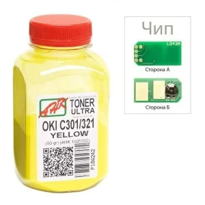 Тонер OKI C301/321, 50г Yellow+chip AHK (1505328)
