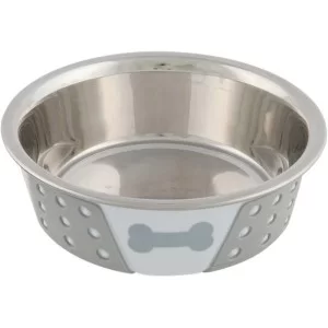 Посуда для собак Trixie Миска металлическая с силиконом 400 мл/14 см (бело-серая) (4011905252551)