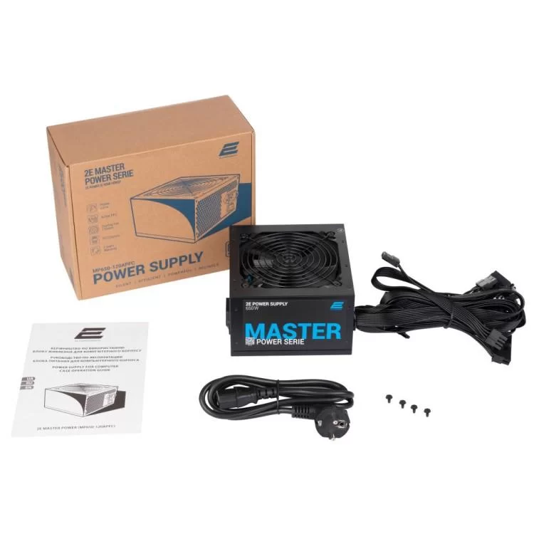 Блок питания 2E MASTER POWER (650W), >80, 80+ White, 120mm, 1xMB 24pin(20+4), 1xCPU 8pin(4+4), 3xMolex, 5xSATA, (2E-MP650-120APFC) - фото 9