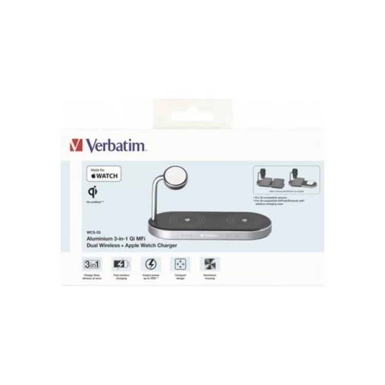 Зарядний пристрій Verbatim 3in1 Apple Watch and Dual iPhone Charging Stand (49557) - фото 10