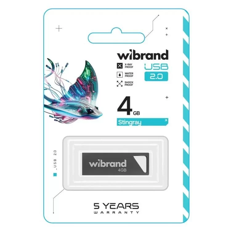 USB флеш накопичувач Wibrand 4GB Stingray Grey USB 2.0 (WI2.0/ST4U5G) ціна 165грн - фотографія 2