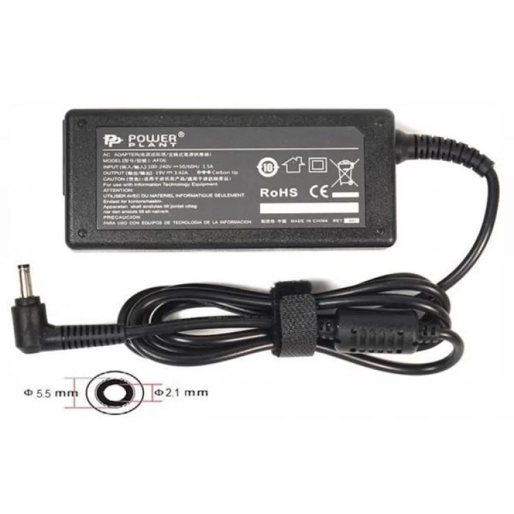 Блок питания к ноутбуку PowerPlant ACER 220V, 19V 65W 3.42A (5.5*2.1) (AC65F5521)