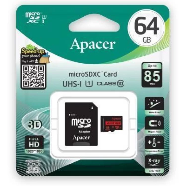 в продаже Карта памяти Apacer 64GB microSDXC class 10 UHS-I U1 (AP64GMCSX10U5-R) - фото 3