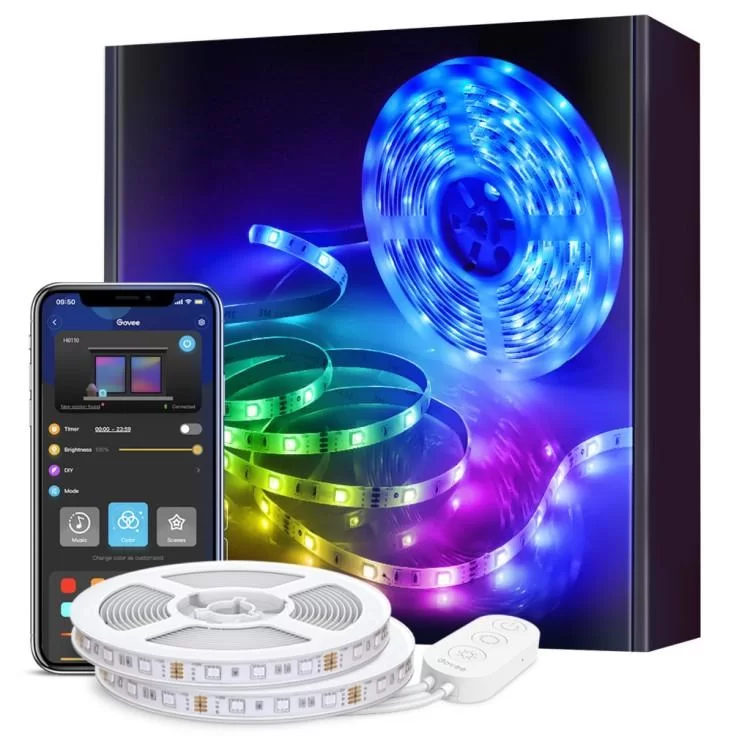 Світлодіодна стрічка Govee RGB Smart Wi-Fi + Bluetooth LED Strip Lights 10м Білий (H61103A1)