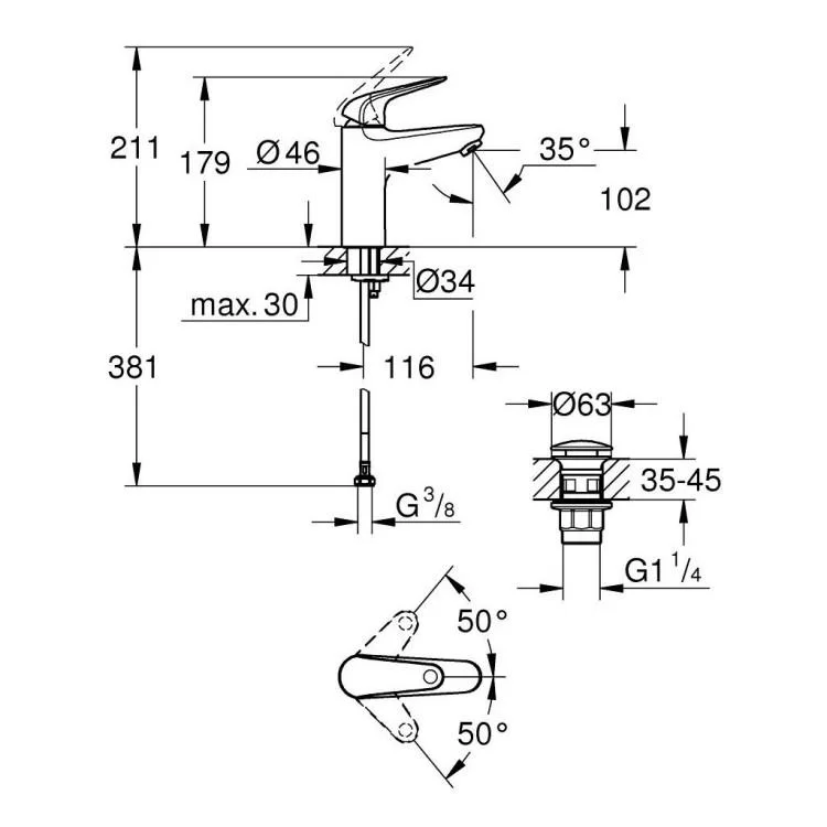 продаємо Змішувач Grohe M-Size Euroeco (24267001) в Україні - фото 4