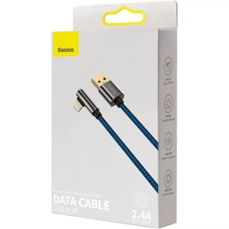 продаем Дата кабель USB 2.0 AM to Lightning 2.0m CACS 2.4A 90 Legend Series Elbow Blue Baseus (CACS000103) в Украине - фото 4