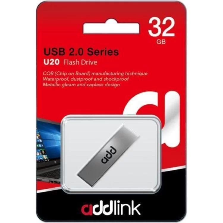 USB флеш накопичувач AddLink 32GB U20 Titanium USB 2.0 (ad32GBU20T2) ціна 275грн - фотографія 2