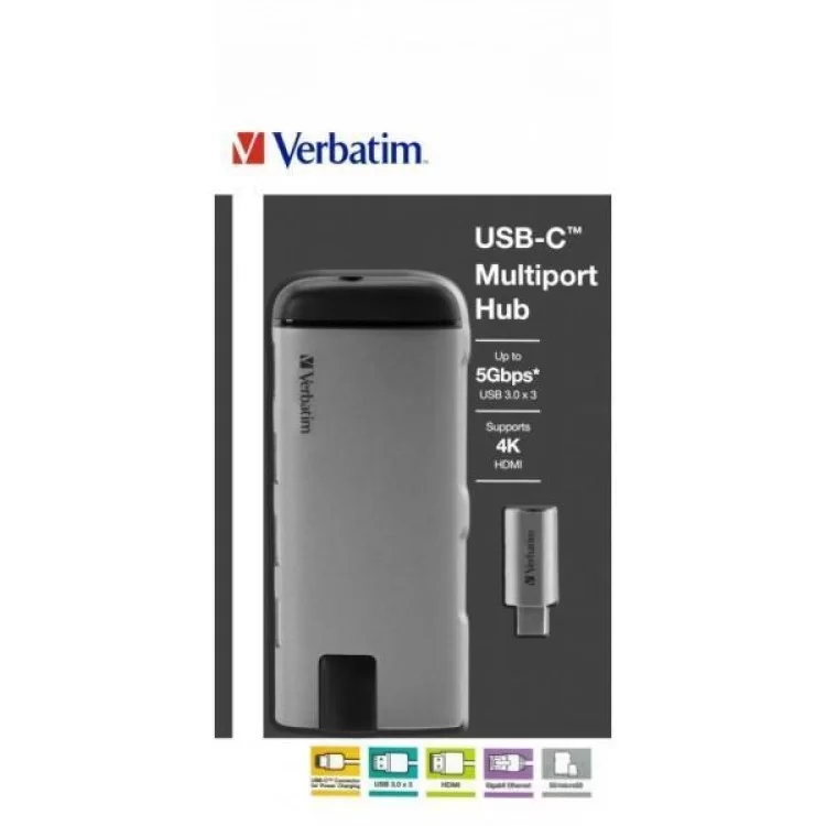 Концентратор Verbatim USB-C to U3.1G1/U3.0/HDMI/SD/mSD/RJ45 (49142) отзывы - изображение 5