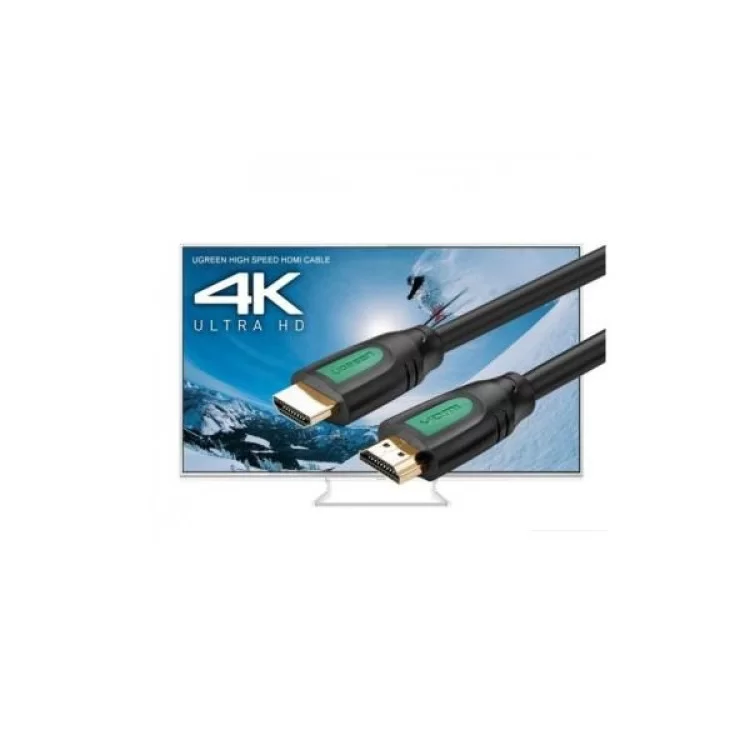 Кабель мультимедійний HDMI to HDMI 3.0m HD101 Round (Yellow/Black) Ugreen (10130) ціна 372грн - фотографія 2