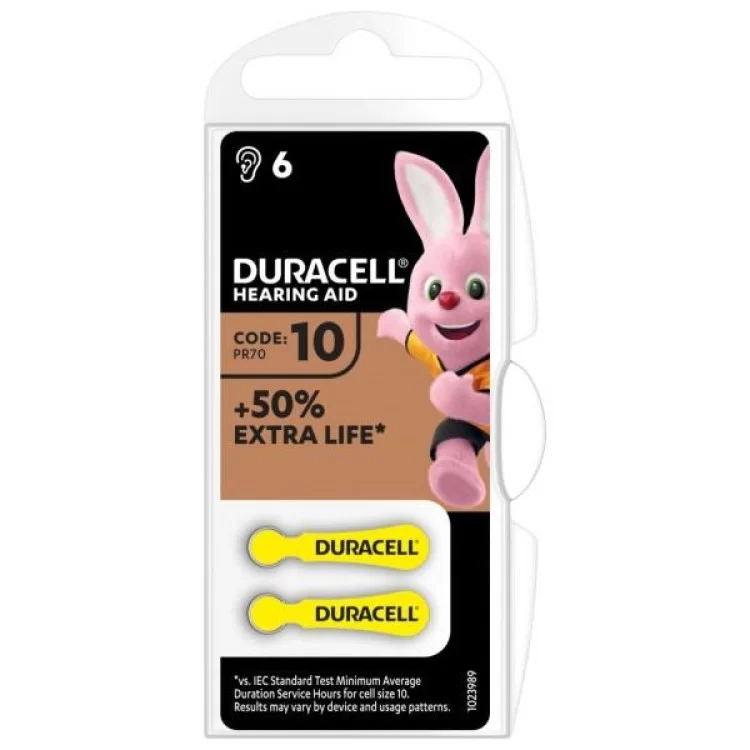 Батарейка Duracell 10 / P10 / PR70 Zinc Air (1.4V) * 6 (5007510/5011445) ціна 165грн - фотографія 2