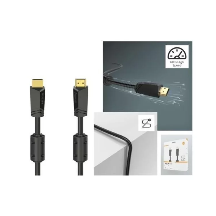продаем Кабель мультимедийный HDMI to HDMI 15.0m 4K Ethernet Gold Black Hama (00205010) в Украине - фото 4