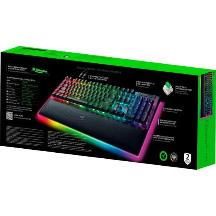 Клавіатура Razer BlackWidow V4 PRO Green Switch USB UA Black (RZ03-04680100-R3M1) характеристики - фотографія 7