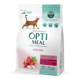 Сухий корм для кішок Optimeal зі смаком телятини 200 г (4820215360173)