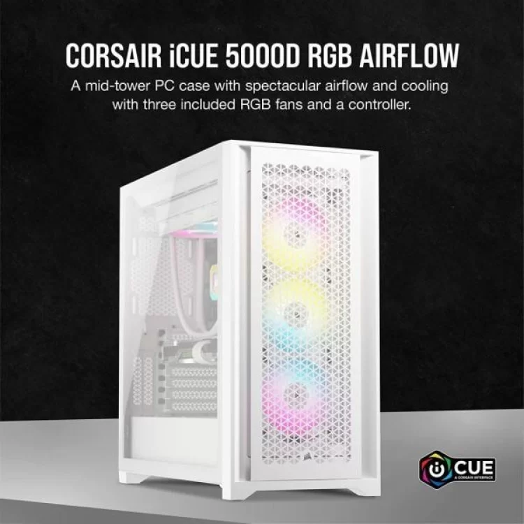 Корпус Corsair iCUE 5000D RGB AirFlow Tempered Glass White (CC-9011243-WW) характеристики - фотографія 7