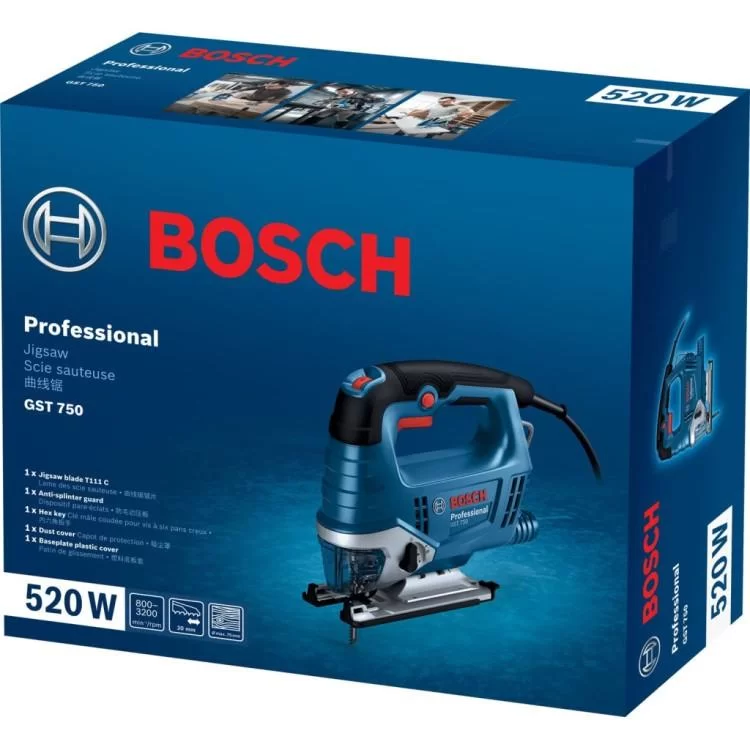 Электролобзик Bosch GST 750 520Вт, SDS, 800-3200 об/хв, кейс (0.601.5B4.121) - фото 15