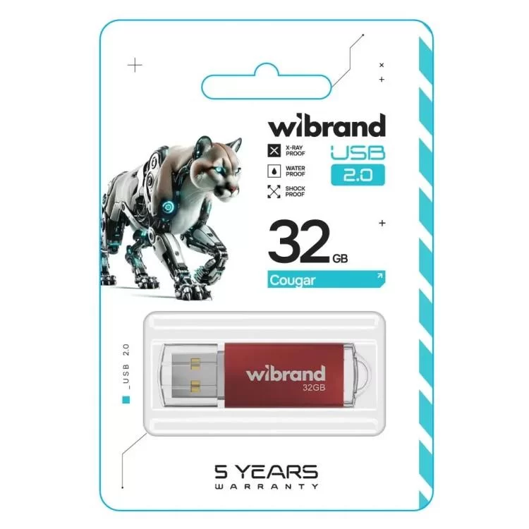 USB флеш накопичувач Wibrand 32GB Cougar Red USB 2.0 (WI2.0/CU32P1R) ціна 278грн - фотографія 2