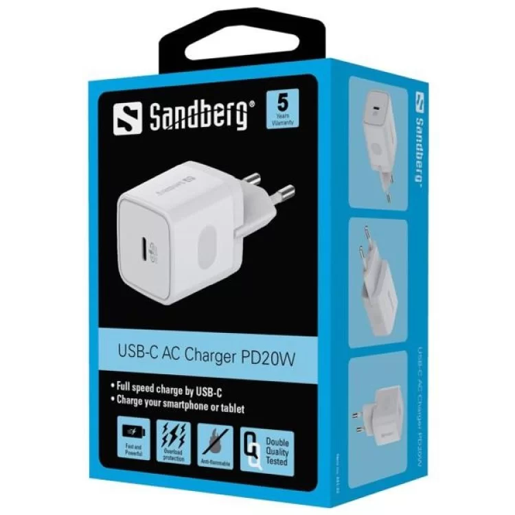Зарядное устройство Sandberg USB-C PD QC 3.0 20W (441-42) отзывы - изображение 5